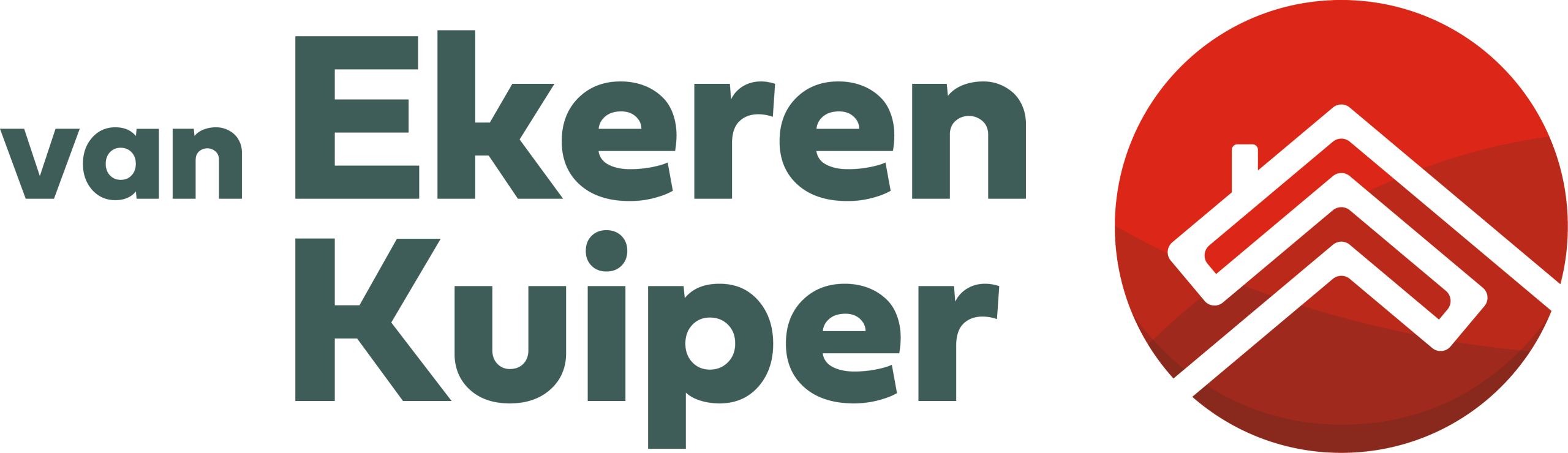 Vek logo groene tekst rood beeldmerk